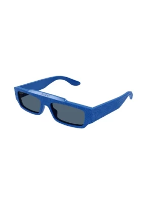 Niebieska oprawka okularów przeciwsłonecznych z niebieskimi soczewkami Gucci