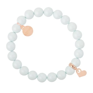 Niebieska pastelowa bransoletka perły SWAROVSKI® ELEMENTS ze złotym serduszkiem SOTHO