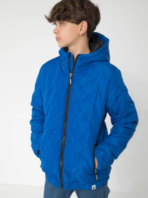 Niebieska pikowana kurtka przejściowa z kapturem Reporter