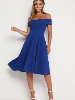 Niebieska Rozkloszowana Sukienka Typu Hiszpanka Olorea