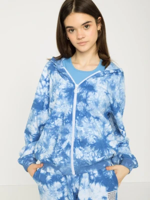 Bluza dziewczęca rozpinana dresowa z kapturem tie dye Reporter