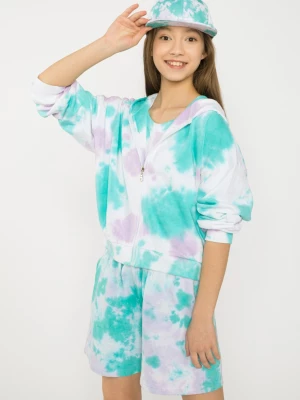 Niebieska rozpinana bluza z kapturem tie dye Reporter Young