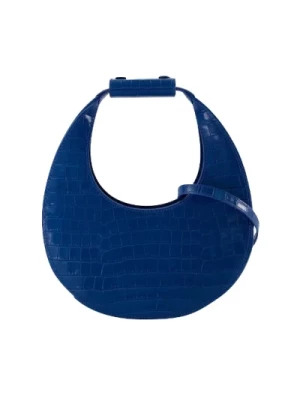 Niebieska skórzana torebka z krokodylem Staud