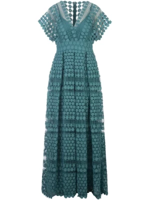 Niebieska Sukienka Maxi z Dekoltem V Elie Saab