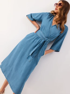 Niebieska sukienka midi z lyocellu TARANKO