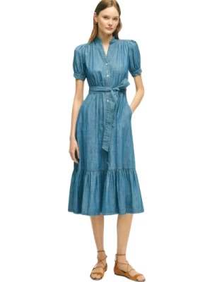 Niebieska sukienka z bawełny Brooks Brothers