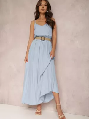 Niebieska Sukienka z Paskiem Auxonia rosa