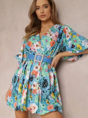 Niebieska Sukienka z Paskiem Kasare elsa.m by may