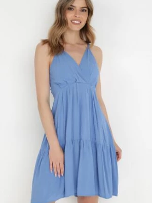 Niebieska Sukienka z Wiskozy Aikena