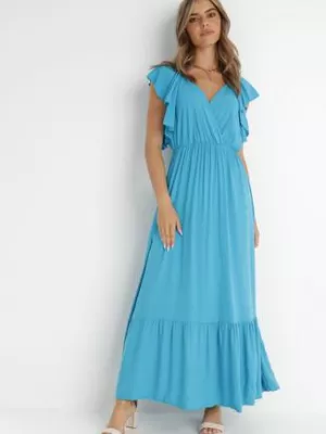 Niebieska Sukienka z Wiskozy Aserus