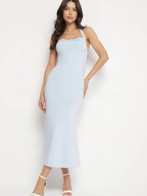 Niebieska Taliowana Sukienka Koktajlowa z Wiskozą Izazira lovery