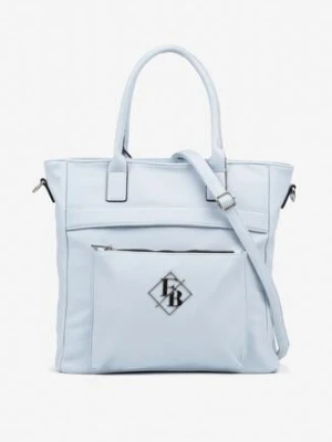 Niebieska Torebka Shopperka z Metaliczną Aplikacją i Dodatkowym Paskiem na Ramię Idalenna caely