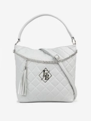 Niebieska Torebka Shopperka z Pikowaniem i Paskiem Lanarista fashion&bags