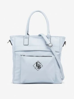 Niebieska Torebka Typu Shopper z Paskiem Crossbody Zdobiona Aplikacją Idaniela