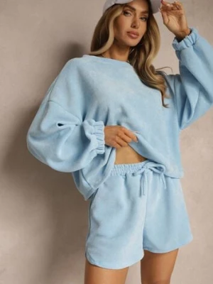 Niebieski Basicowy Komplet Szorty i Bluza Novirissa jumelle