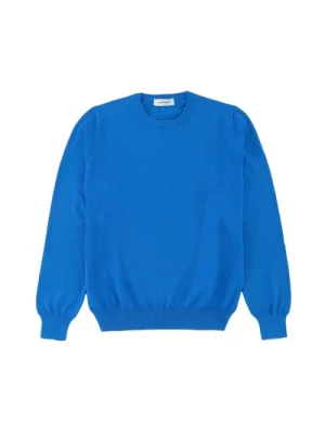 Niebieski Bawełniany Sweter z Okrągłym Dekoltem Gran Sasso