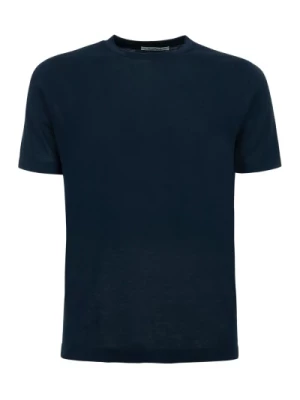 Niebieski Bawełniany Z żebrem Crewneck T-shirt Kangra