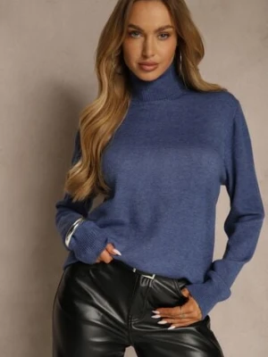 Niebieski Casualowy Golf z Bawełną i Wełną Reillisa