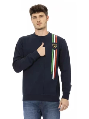 Niebieski Crewneck Sweatshirt z logo tarczy Automobili Lamborghini