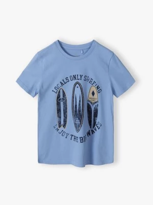 Niebieski dzianinowy t-shirt dla chłopca - Lincoln&Sharks Lincoln & Sharks by 5.10.15.