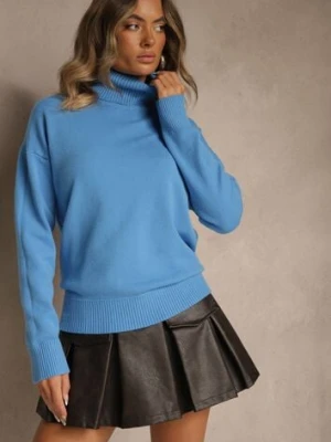 Niebieski Golf z Dodatkiem Kaszmiru z Przeszyciami po Bokach Avenella tandem