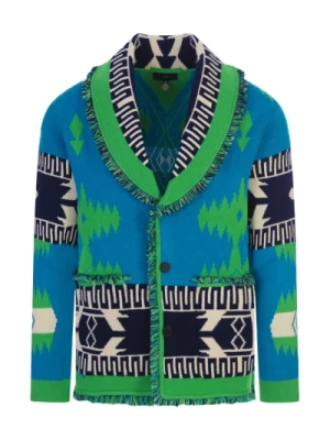 Niebieski i Zielony Sweter z Wzorem Icon Jacquard Alanui