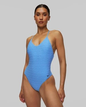 Niebieski Jednoczęściowy Strój Kąpielowy Damski Nike Swim Sport Style Nike Swoosh Link Y-back One Piece