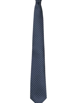 Niebieski Jedwabny Faille Krawat w Kropki Lanvin