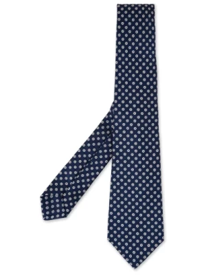 Niebieski Jedwabny Krawat z Mikrowzorem Kiton