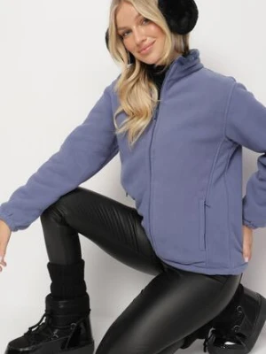 Niebieski Klasyczny Polar ze Ściągaczami przy Rękawach Paradi