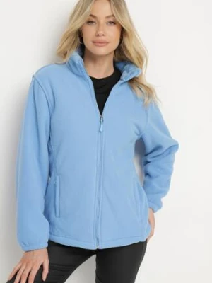 Niebieski Klasyczny Polar ze Ściągaczami przy Rękawach Paradi