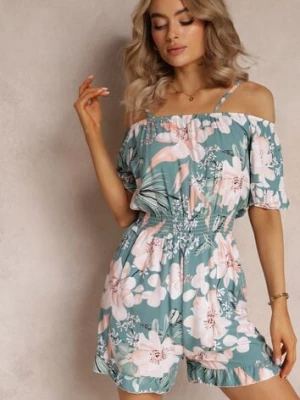 Niebieski Kombinezon z Opuszczonymi Rękawami i Gumkami w Pasie Gelissa miaozixin