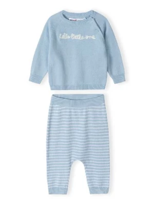 Niebieski komplet niemowlęcy z bawełny- bluzka i legginsy- Hello little one Minoti