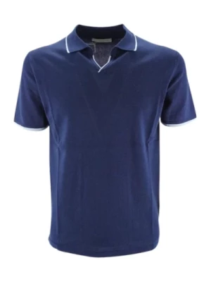 Niebieski Koszulka Polo Vintage z Długim Rękawem Daniele Fiesoli