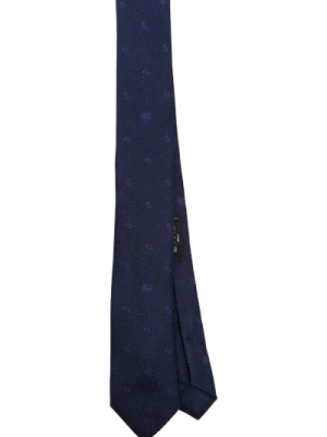 Niebieski Paisley Jacquard Krawat z Diamencikiem Etro