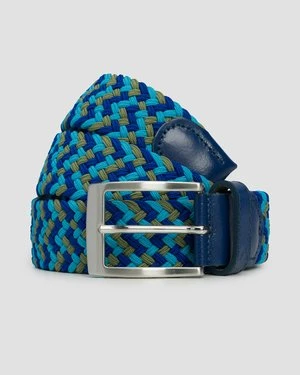 Niebieski pasek męski Alberto Multicolor Braided
