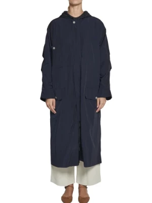 Niebieski płaszcz przeciwdeszczowy z elastycznymi wstawkami Studio Nicholson