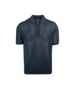 Niebieski Polo Zip T-shirt Emporio Armani