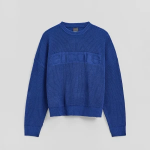 Niebieski sweter boxy fit z napisem z przodu House