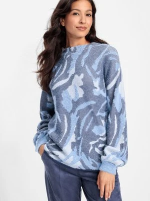 Niebieski sweter damski Cora we wzory - Urban Code Olsen