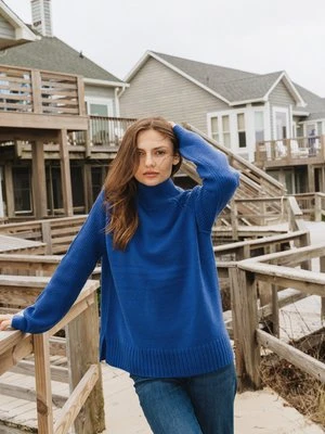 Niebieski sweter damski Henny z wełną merino - New Passion Olsen