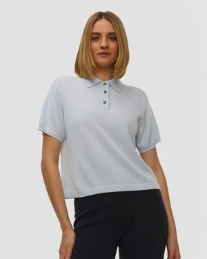 Niebieski Sweter Kaszmirowy Z Krótkim Rękawem Damski Allude