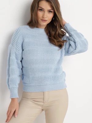 Niebieski Sweter o Krótkim Fasonie z Luźnymi Rękawami Hejlla Lily Rose