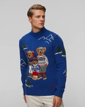 Niebieski Sweter Wełniany Męski Polo Ralph Lauren