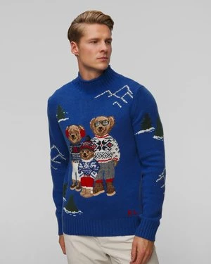 Niebieski sweter wełniany męski Polo Ralph Lauren