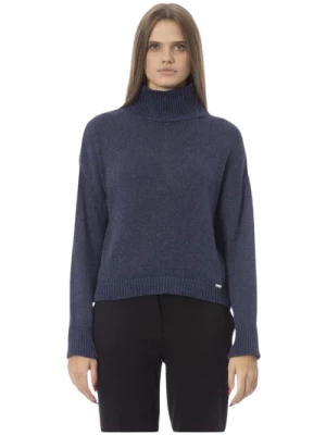 Niebieski Sweter z Długim Rękawem w Wzory Baldinini