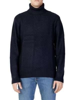 Niebieski Sweter z Golfem dla Mężczyzn Armani Exchange