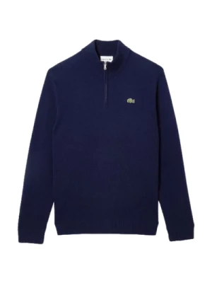 Niebieski Sweter Z Golfem Ekologiczna Wełna Lacoste