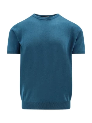 Niebieski Sweter z Haftowanym Logo Corneliani