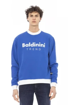Niebieski Sweter z Kapturem z Logo Baldinini